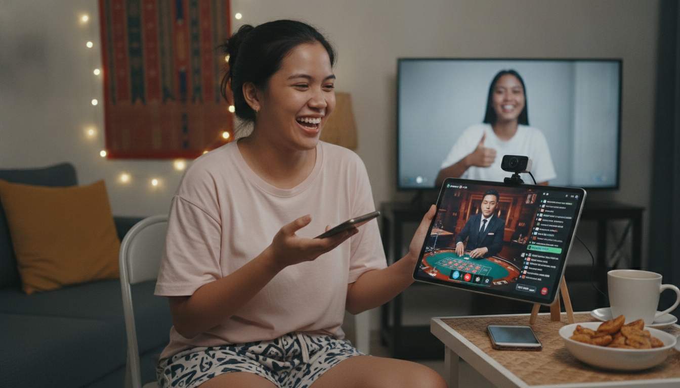 Enjoy Live Casino Experience Philippine woman enjoying live casino gaming